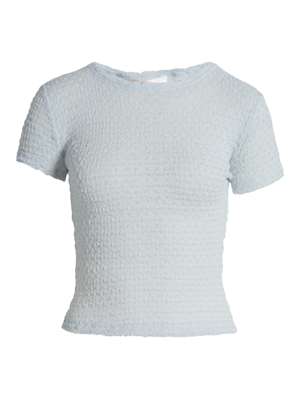 Frame light blue Textured Crop Tee. Retail Price $55.